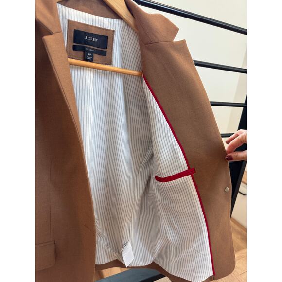 J.Crew Regent Blazer – Camel – Size 4P – Tailored Wool Blend with Flannel Collar - Picture 6 of 16